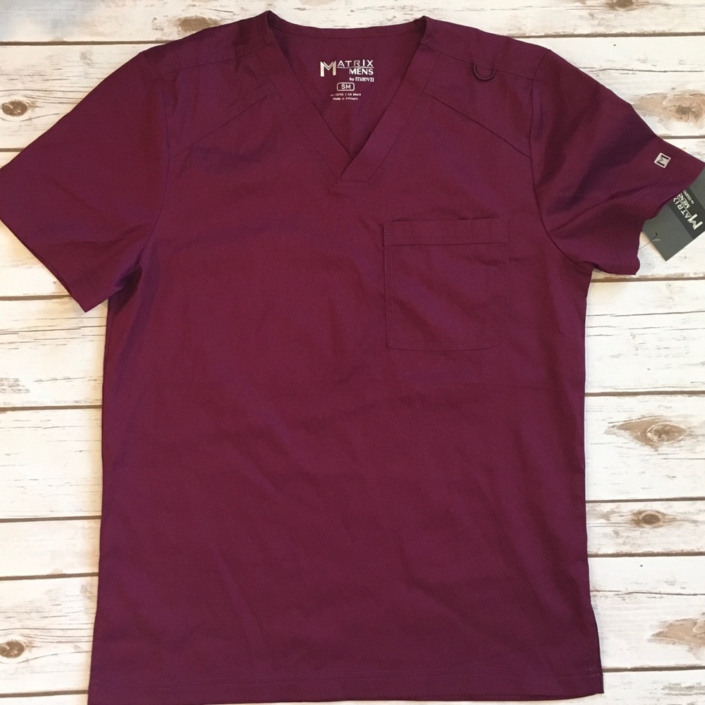 Men’s Burgundy Scrub Set TopSmall/Bottoms Medium New (can be sold separately.